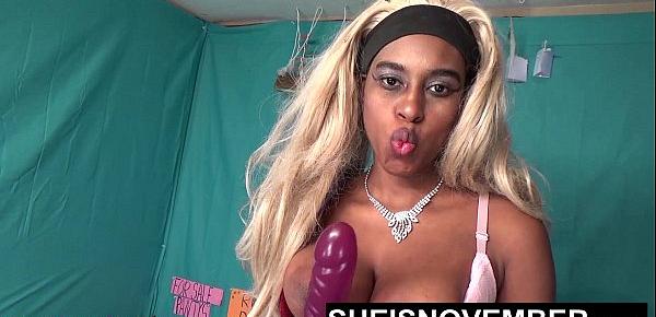  Blonde School Girl Slut Extra Large Tits Bouncing On Huge Dildo Cock For StepDad